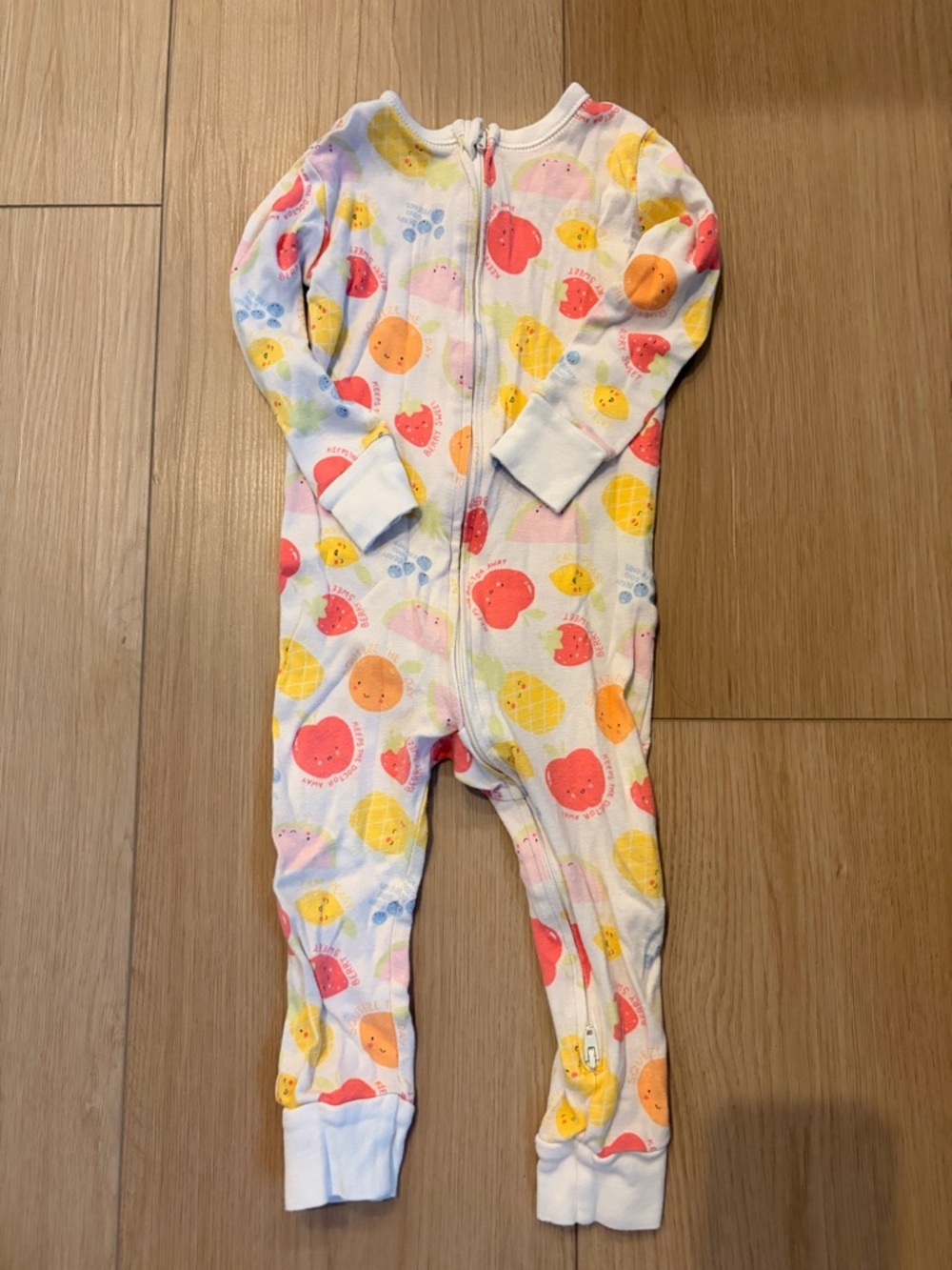 Old Navy White Zip One-Piece with Colorful Fruit Print